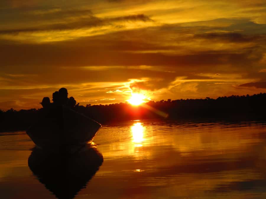 Capibara and caiman search on the Tambopata river - Setting out on the Tambopata River