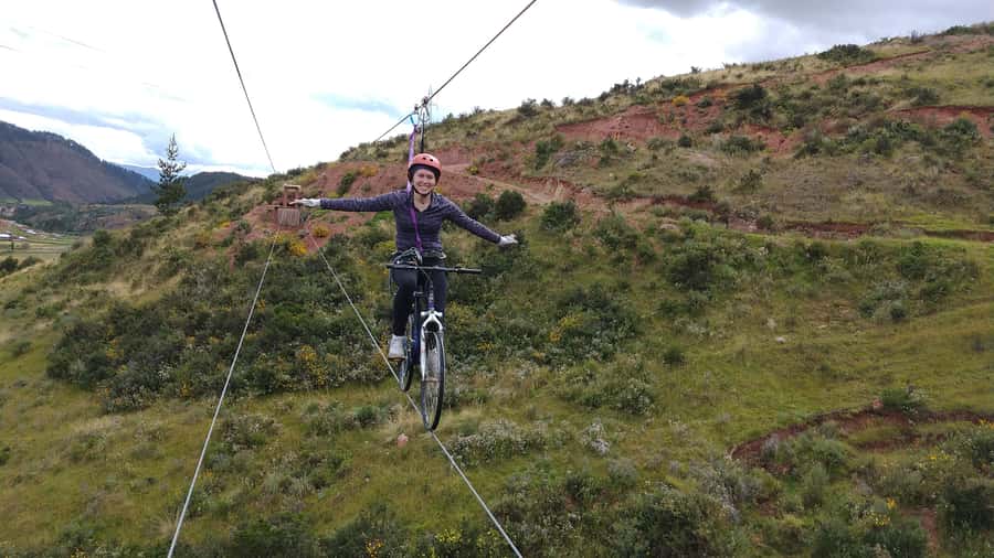 Cusco: Extreme Sky Bike and Rappelling Adventure - Pedaling 50 meters above the ground