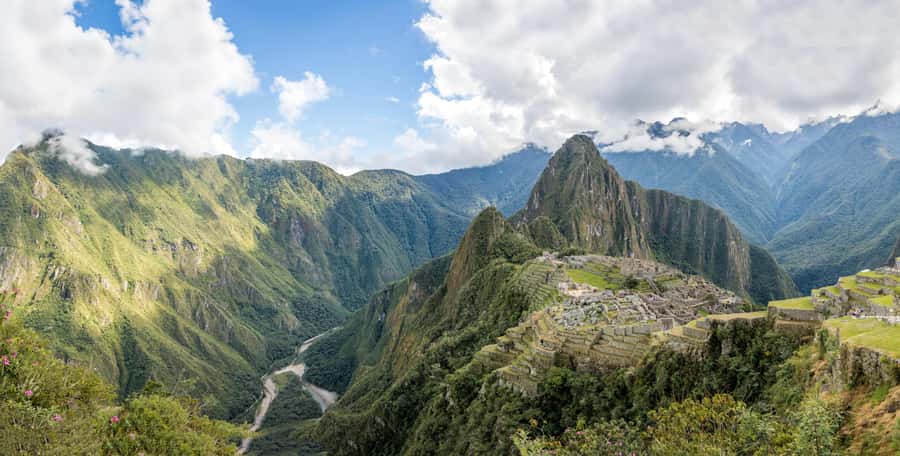 Terraces and the ridge above Machu Picchu in early light