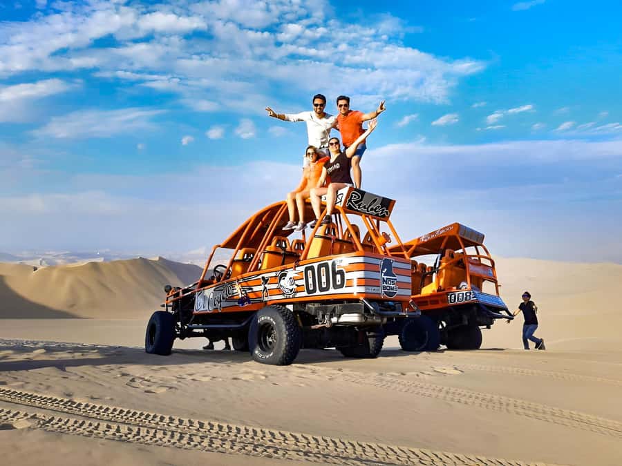 From Huacachina: Sandboarding and Dune Buggy Tour + Income - Leaving Huacachina Lagoon for the open desert