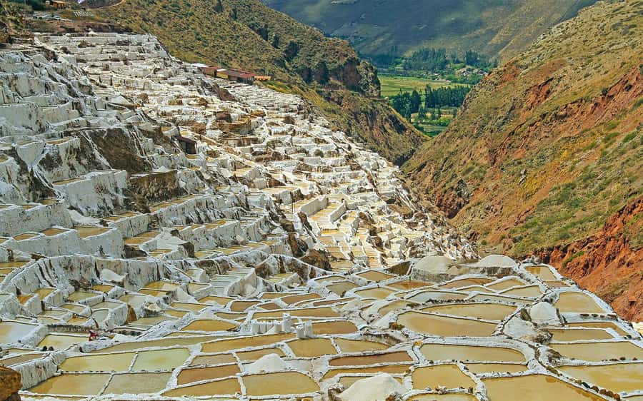 Sacred Valley Tour 1 Day - Maras Salt Mines: bright pools on a mountain slope